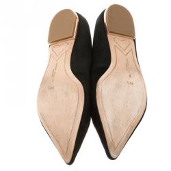 Pre Owned Sophia Webster Black Embroidered Suede Bibi Butterfly Pointed Toe Ballet Flats Size 39.5