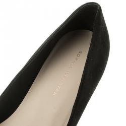 Pre Owned Sophia Webster Black Embroidered Suede Bibi Butterfly Pointed Toe Ballet Flats Size 39.5