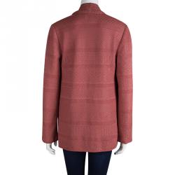 St. John Cardigan Pink Patterned Knit High Low Cardigan P