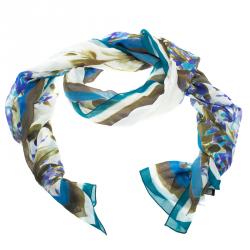 St. John Budding Floral Print Silk Scarf
