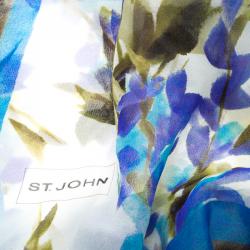 St. John Budding Floral Print Silk Scarf