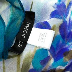 St. John Budding Floral Print Silk Scarf