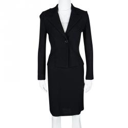 St. John Navy Blue Knit Skirt Suit S