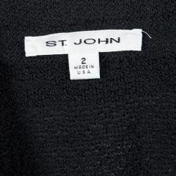 St. John Navy Blue Knit Skirt Suit S