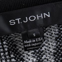 St. John Monochrome Diamond Patterned Textured Long Jacket S