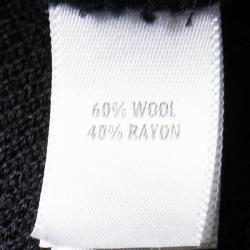 St. John Caviar Black Textured Knit Fringed Edge Overcoat M