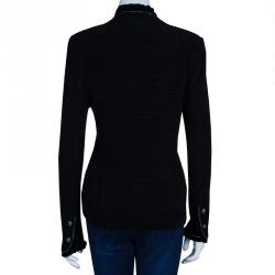 St. John Black Collarless Embellished Blazer M