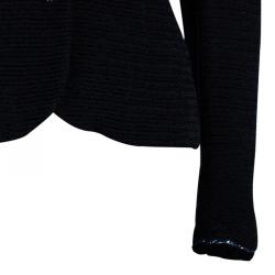 St. John Black Collarless Embellished Blazer M