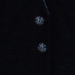 St. John Black Collarless Embellished Blazer M