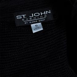 St. John Black Collarless Embellished Blazer M