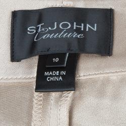 Pre Owned St John Couture Gold Satin Palazzo Pants L