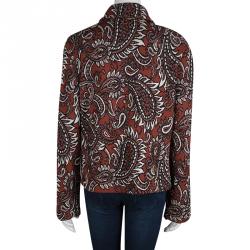 مملوكة مسبقًا جاكيت بليزر سانت جون تريكو جاكار برتقالي محمر بسحاب أمامي L