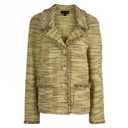 St. John Lime Green Fringed Edge Tweed Jacket XL