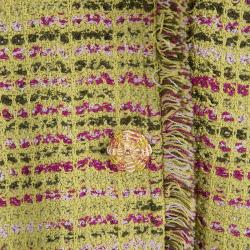 St. John Lime Green Fringed Edge Tweed Jacket XL