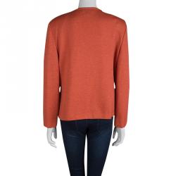 مملوكة مسبقًا كارديغان سانت جونت تريكو برتقالي لامع بأبليكات موردة مزينة L