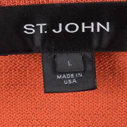 مملوكة مسبقًا كارديغان سانت جونت تريكو برتقالي لامع بأبليكات موردة مزينة L