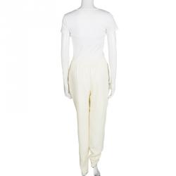 Pre Owned Stella McCartney Cream Silk Floral Lurex Jacquard Christine Pants M