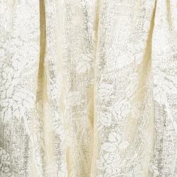 Pre Owned Stella McCartney Cream Silk Floral Lurex Jacquard Christine Pants M