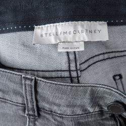 Pre Owned Stella McCartney Grey Washed Denim Crystal Embellished Ankle Grazer Jeans M