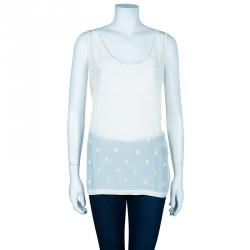 Pre Owned Stella McCartney Cream Beaded Sleeveless Top M