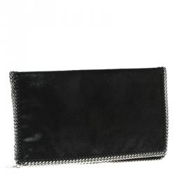 Stella McCartney Black Faux Leather Falabella Fold Over Clutch