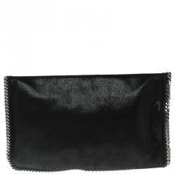 Stella McCartney Black Faux Leather Falabella Fold Over Clutch