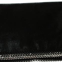 Stella McCartney Black Faux Leather Falabella Fold Over Clutch