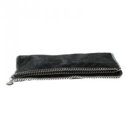 Stella McCartney Black Faux Leather Falabella Fold Over Clutch