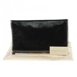 Stella McCartney Black Faux Leather Falabella Fold Over Clutch