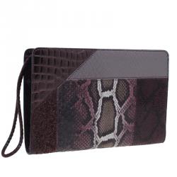 Pre Owned Stella McCartney Burgundy Embossed Patchwork Clutch