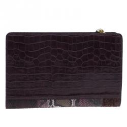 Pre Owned Stella McCartney Burgundy Embossed Patchwork Clutch