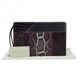 Pre Owned Stella McCartney Burgundy Embossed Patchwork Clutch