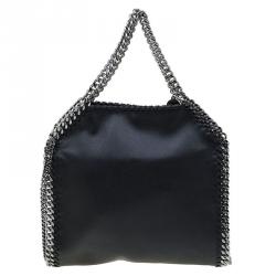 Pre Owned Stella McCartney Black Faux Leather Mini Star Embossed Falabella Tote