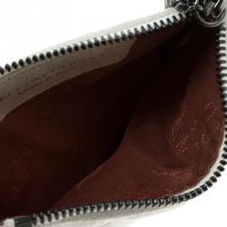 Pre Owned Stella McCartney Off White Quilted Faux Leather Falabella Coin Pouch