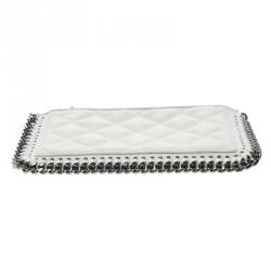 Pre Owned Stella McCartney Off White Quilted Faux Leather Falabella Coin Pouch