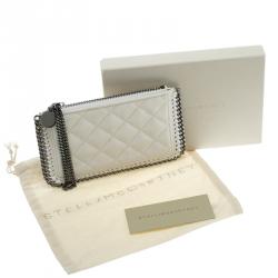 Pre Owned Stella McCartney Off White Quilted Faux Leather Falabella Coin Pouch