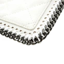 Pre Owned Stella McCartney Off White Quilted Faux Leather Falabella Coin Pouch