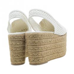 Stella McCartney White Faux Leather Wedge Espadrilles Size 38
