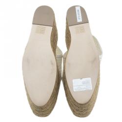 Stella McCartney White Faux Leather Wedge Espadrilles Size 38