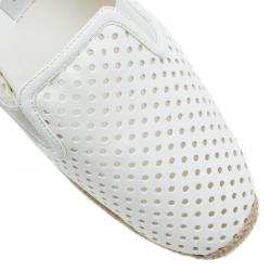 Stella McCartney White Faux Leather Wedge Espadrilles Size 38