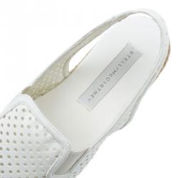 Stella McCartney White Faux Leather Wedge Espadrilles Size 38