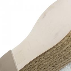 Stella McCartney White Faux Leather Wedge Espadrilles Size 38