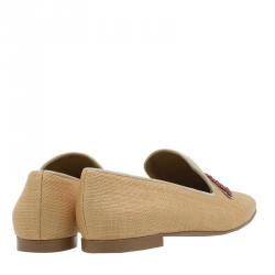 Pre Owned Stella McCartney Beige Woven Fabric Embellishment Tatami Flats Size 37.5