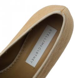 Pre Owned Stella McCartney Beige Woven Fabric Embellishment Tatami Flats Size 37.5