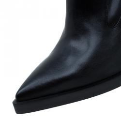 Pre Owned Stella McCartney Black Faux Leather Abbey Over The Knee Boots Size 40 