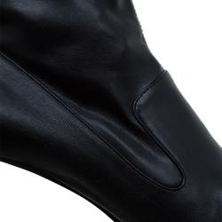 Pre Owned Stella McCartney Black Faux Leather Abbey Over The Knee Boots Size 40 
