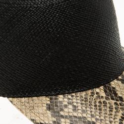 Stella McCartney Black Straw and Faux Python Baseball Cap Size 57