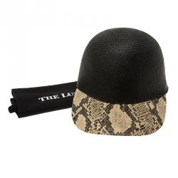 Stella McCartney Black Straw and Faux Python Baseball Cap Size 57