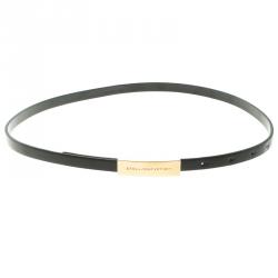 Pre Owned Stella McCartney Black Faux Leather Skinny Belt 70 CM