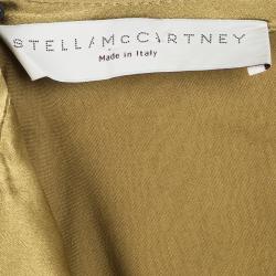 Pre Owned Stella McCartney Dull Gold Satin Pleated Long Sleeve Dress S